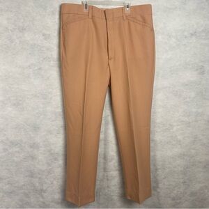 Vintage 70s Farah Bell Bottom Pants Men 38x30 Beige Disco Polyester Flaw